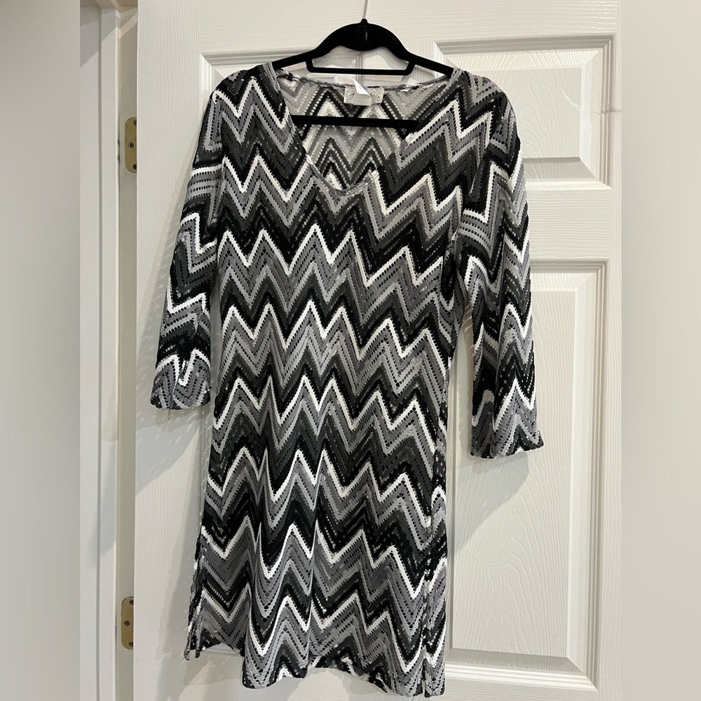 Black & Gray Knit Swim Coverup